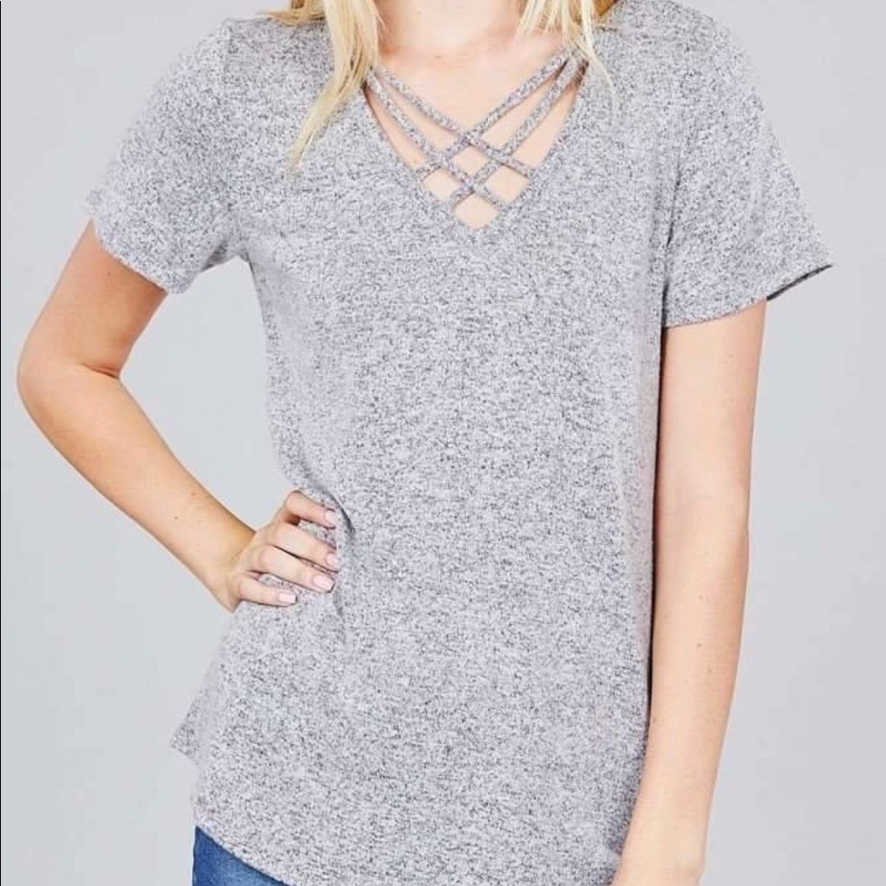 Cozy cross front tee